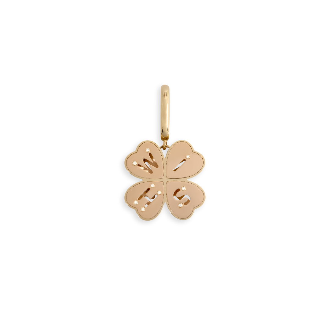 Bruno Yellow Gold and White Diamonds Wish Clover Pendant