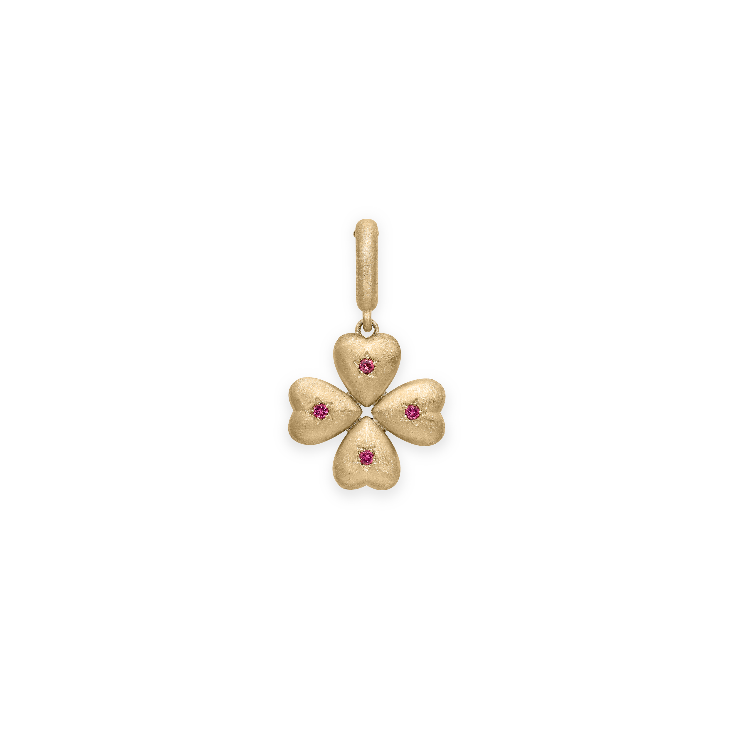 Bruno Baby Brushed Yellow Gold and Tourmaline Clover Pendant