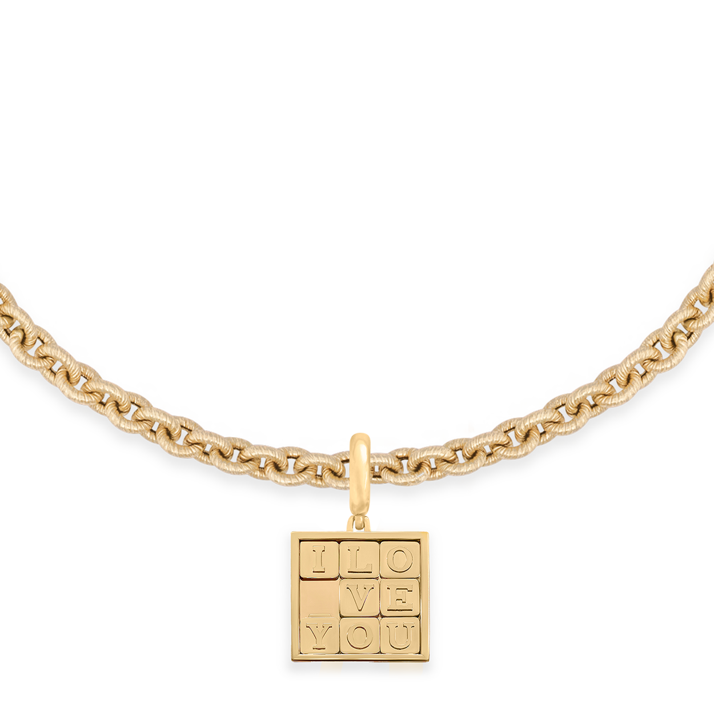 Bruno Yellow Gold Baby Puzzle Pendant on Brushed Yellow Gold Necklace
