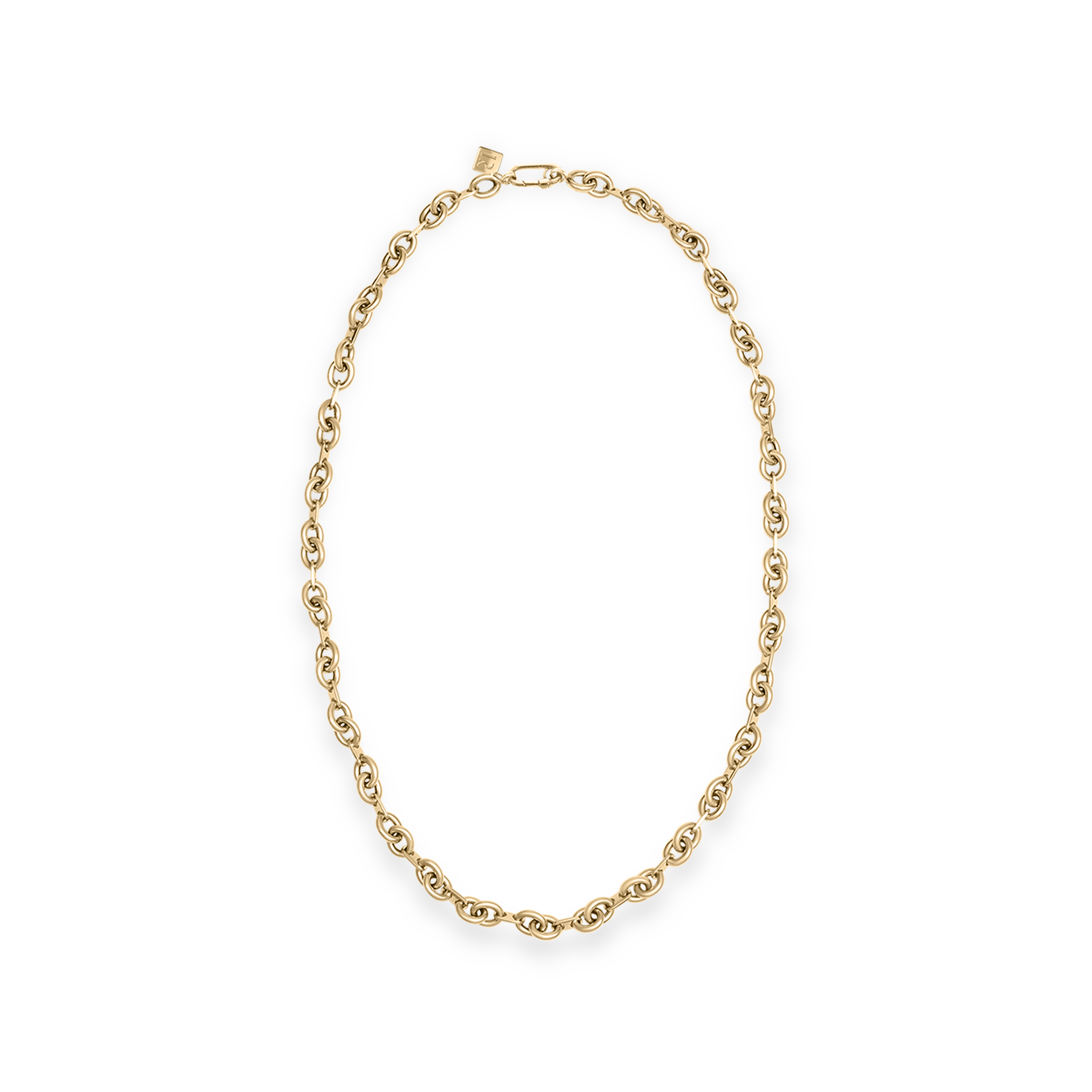 Ettore Yellow Gold Long Chain Necklace with Round Criss-Cross Links