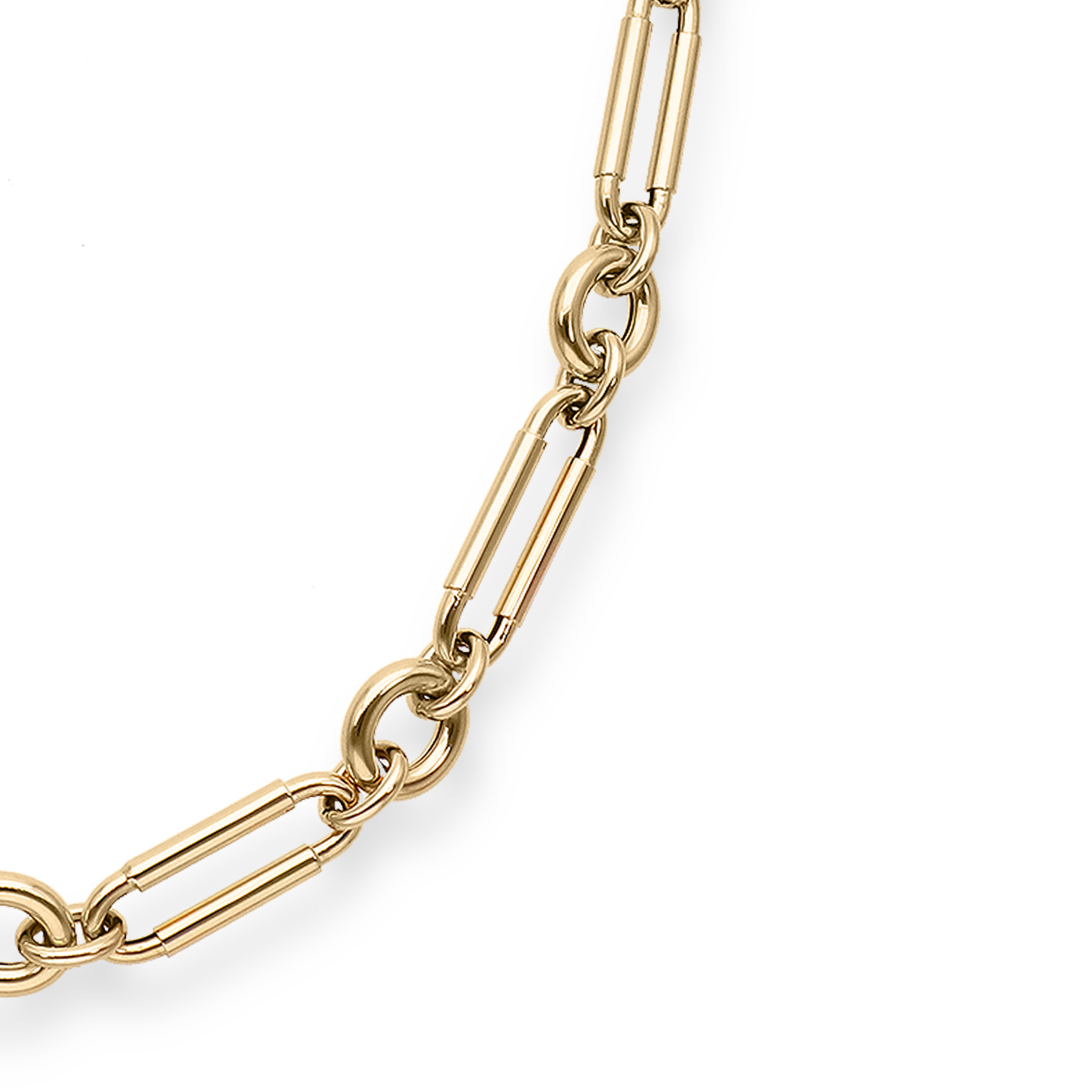 Miuccia Long Chain Necklace with Smooth Links in Yellow Gold