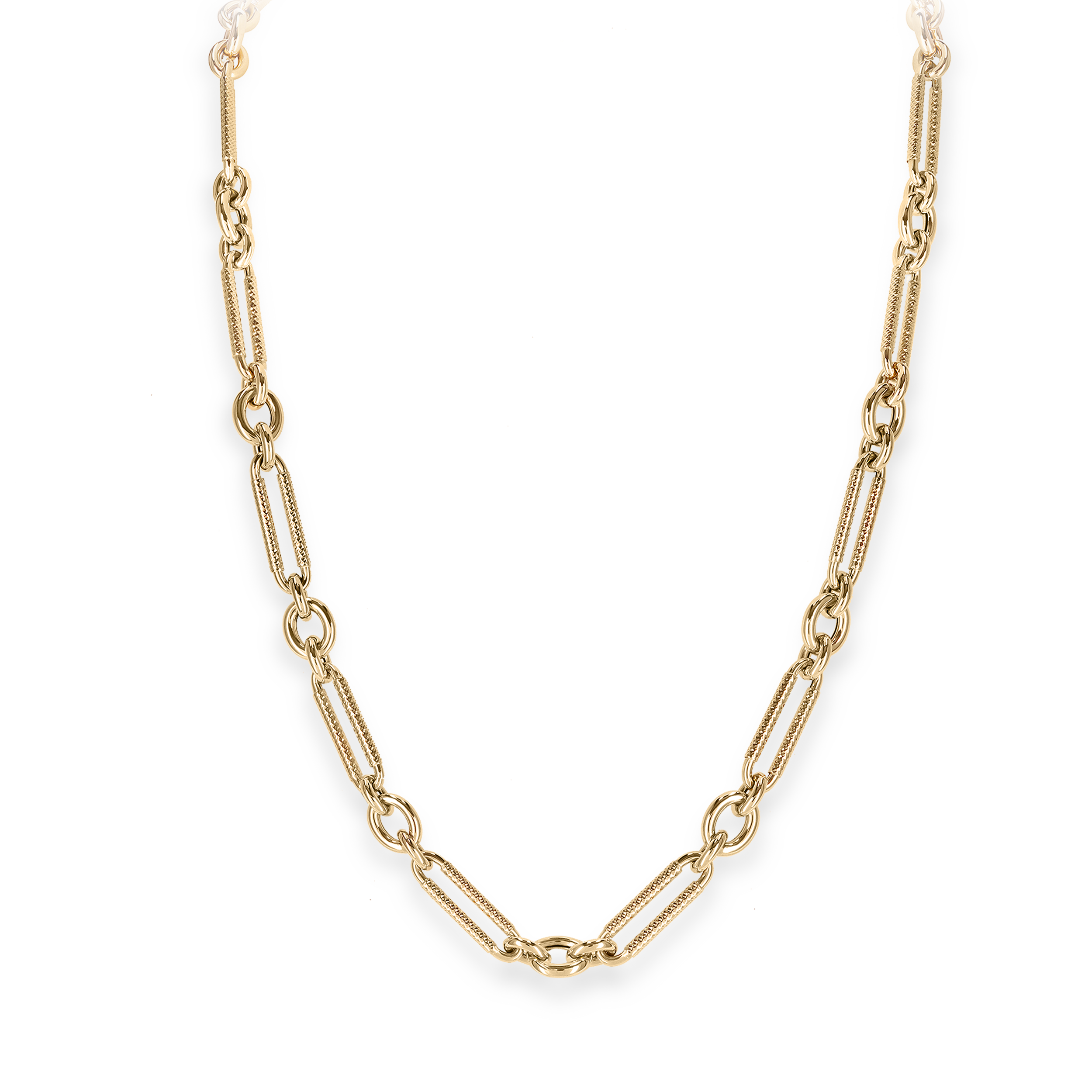 Miuccia Yellow Gold 'Guilloche' Long Chain Necklace