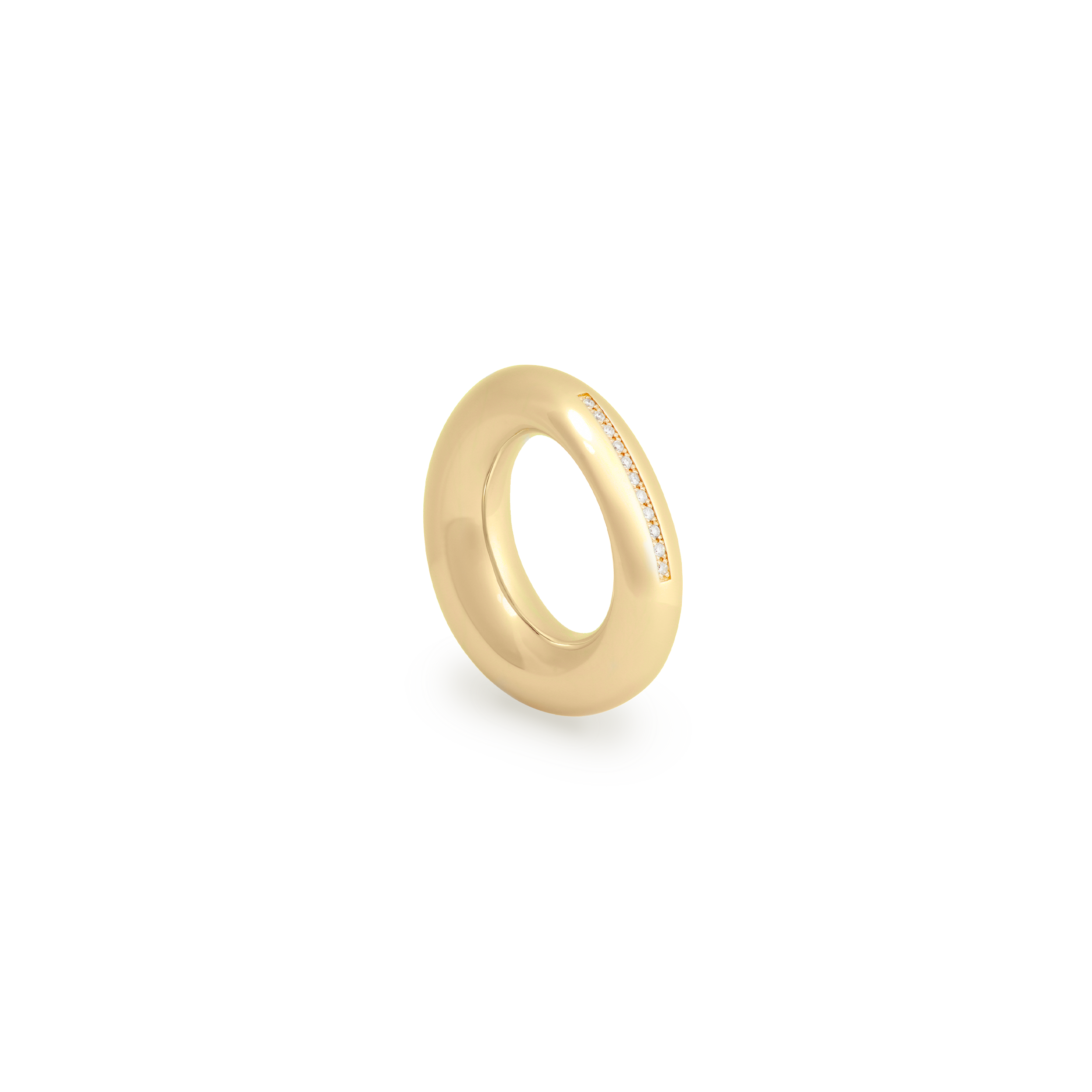Peggy Donut Ring in Yellow Gold with a Row of White Diamonds