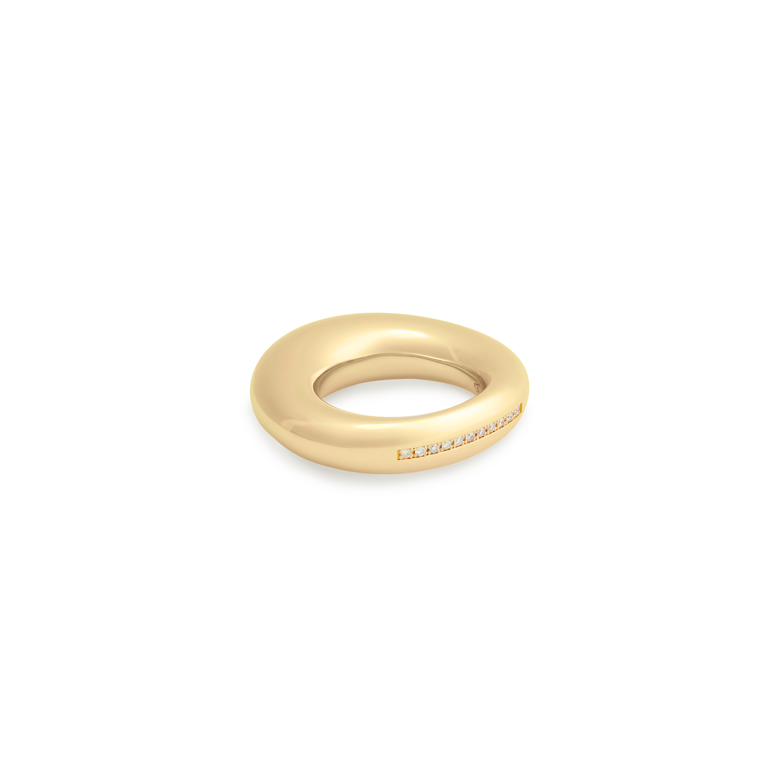 Peggy Donut Ring in Yellow Gold with a Row of White Diamonds