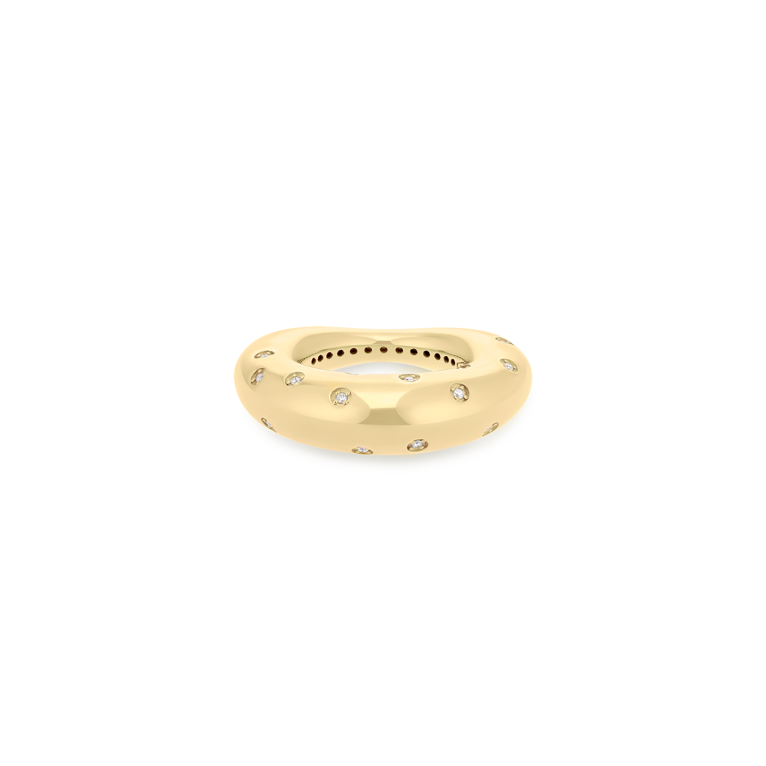 Peggy Domed Ring in Yellow Gold and White Diamonds