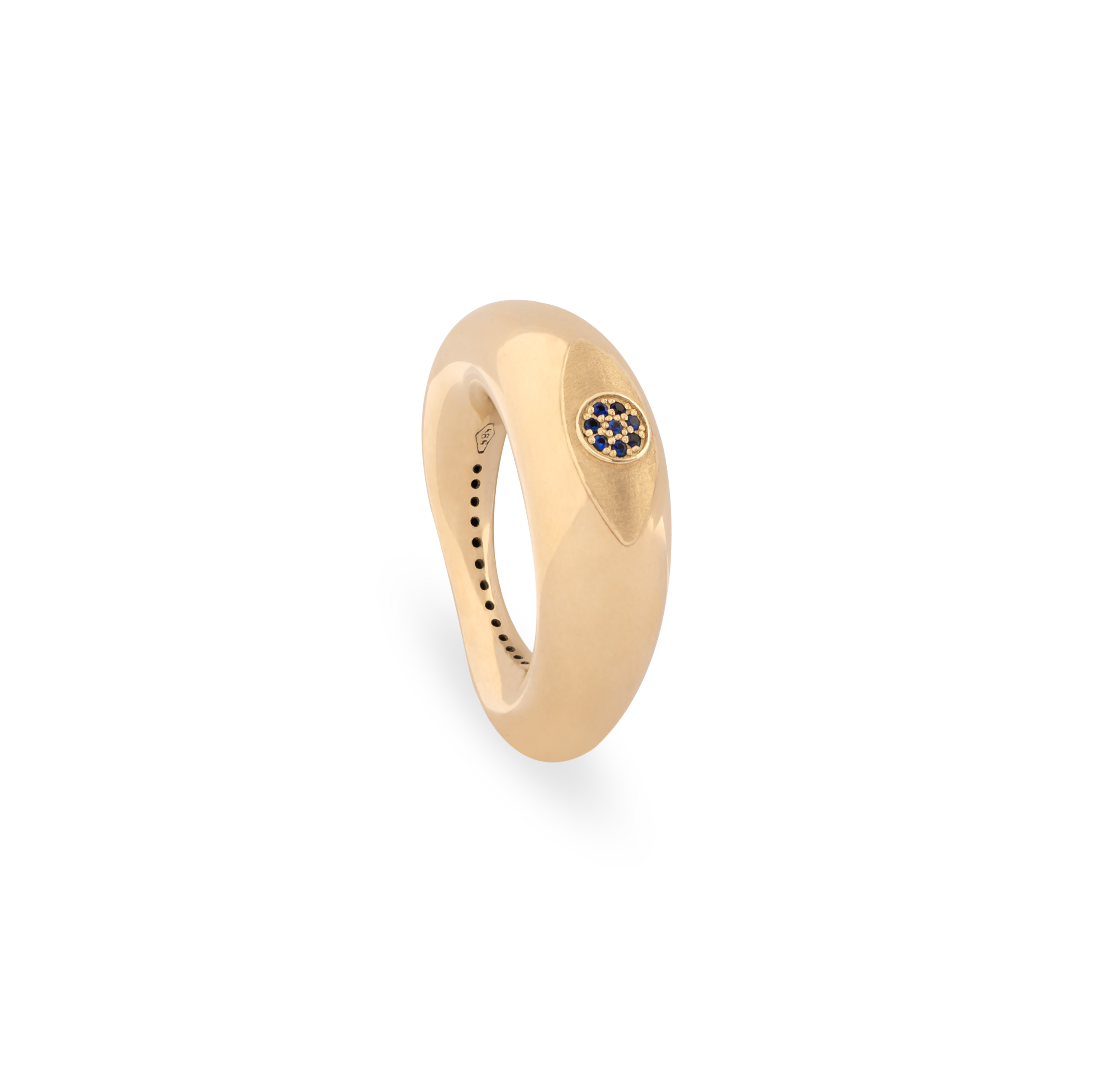 Yellow Gold Peggy Bombée Ring with Sapphire Eye