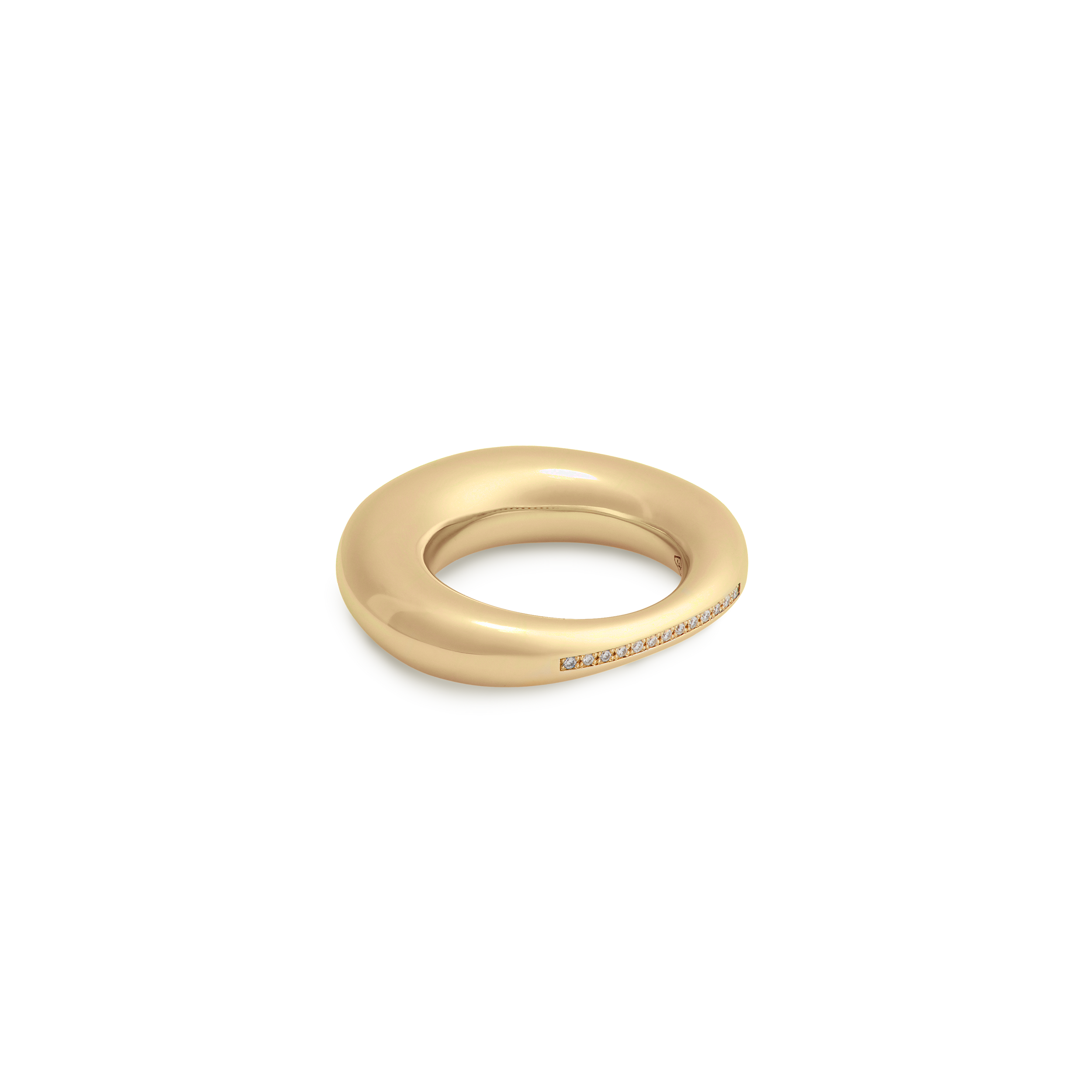 Peggy Domed Ring in Yellow Gold with a Row of White Diamonds