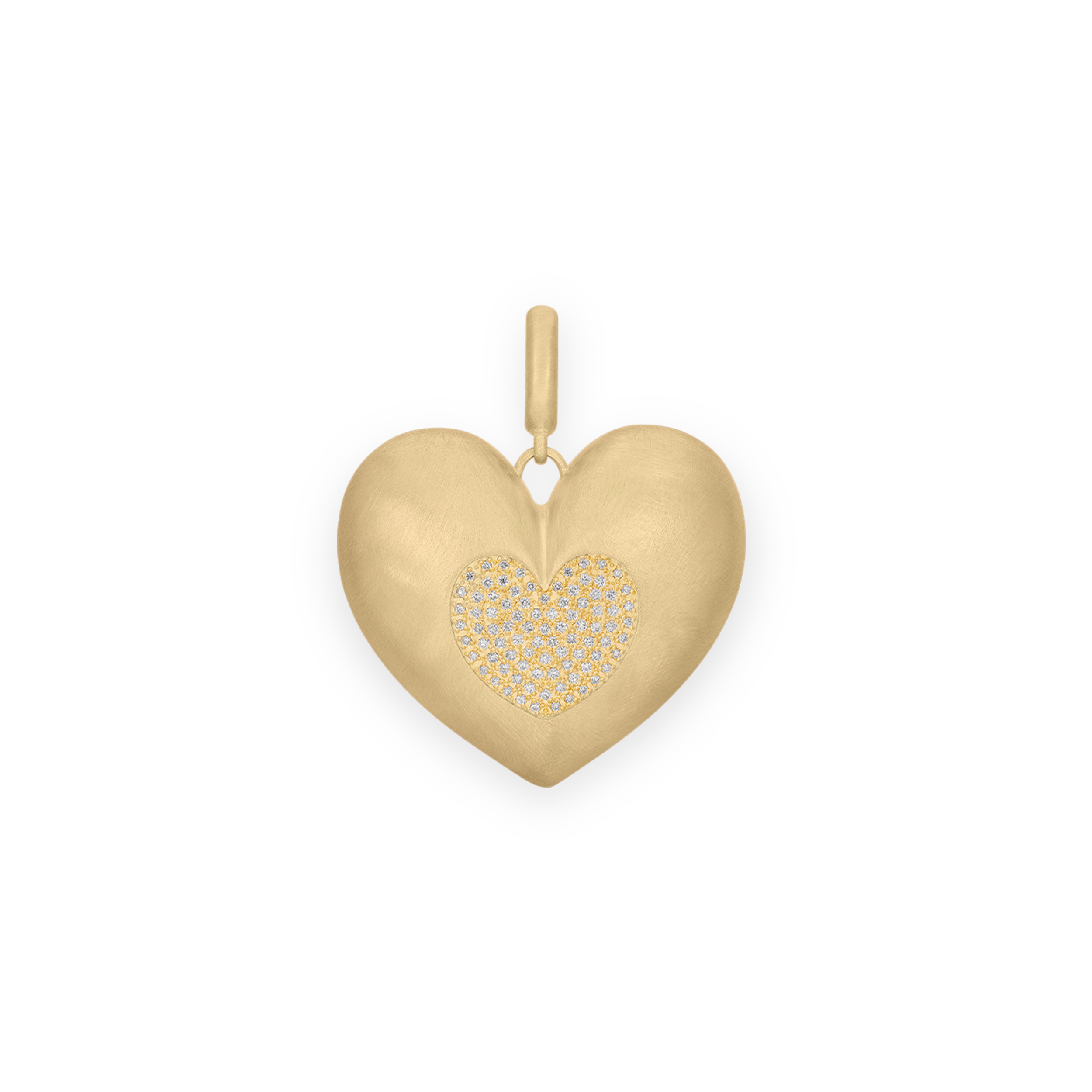 Paulette Brushed Yellow Gold Heart with Diamond Heart Pendant