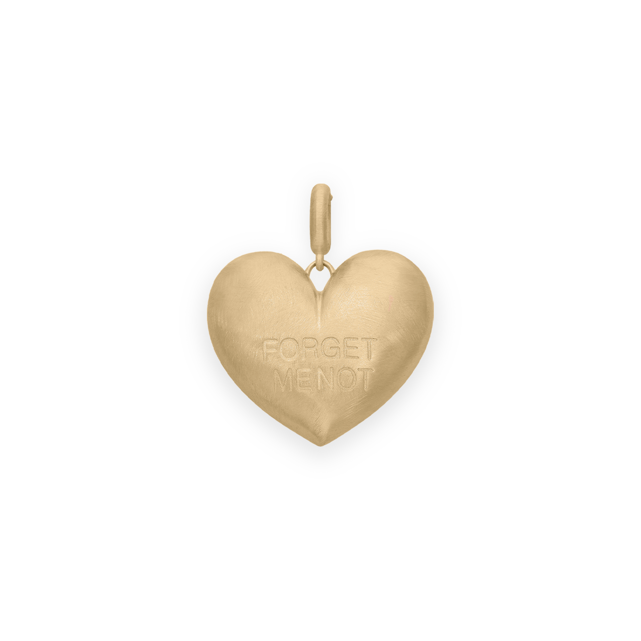 Paulette Brushed Yellow Gold "Forget Me Not" Heart Pendant 