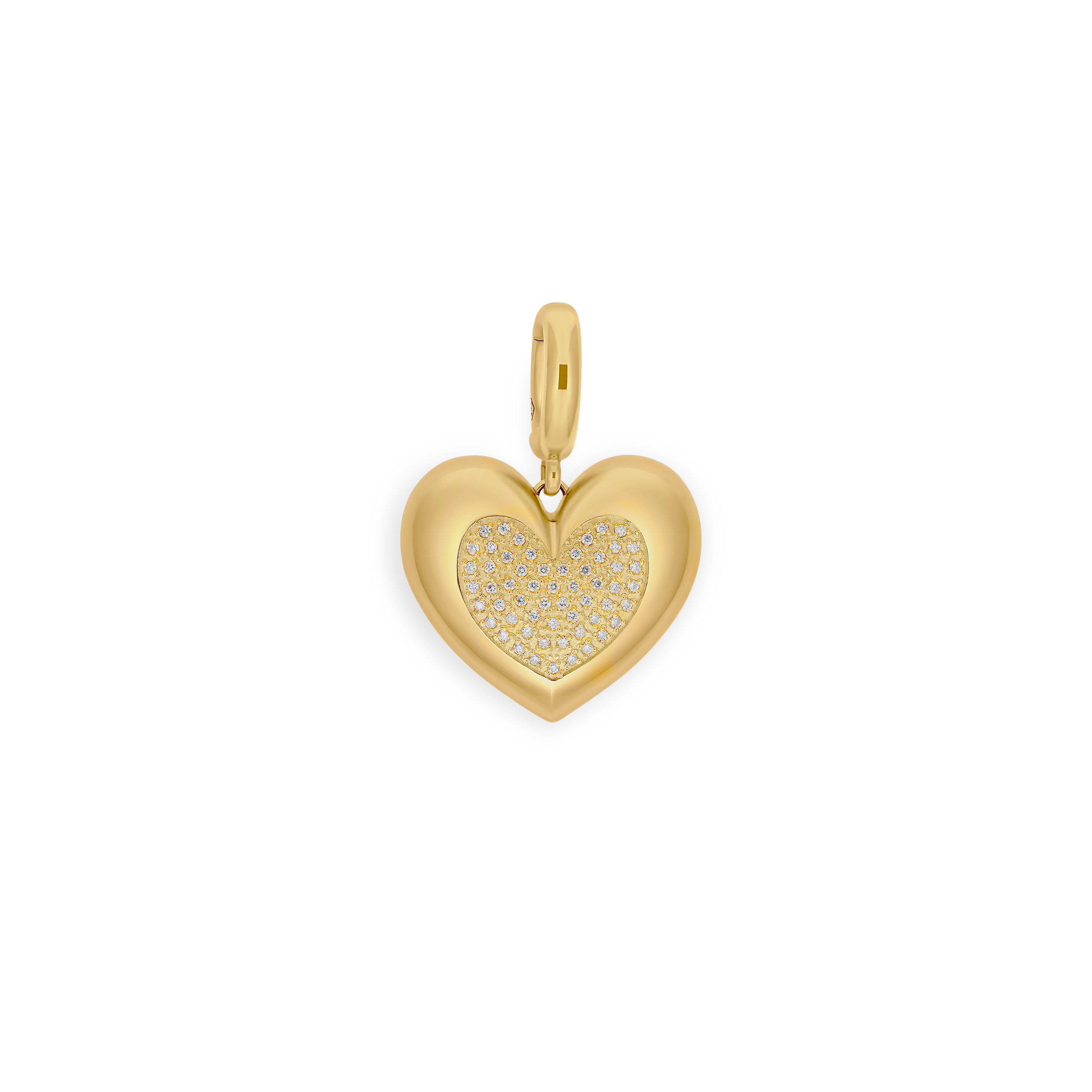 Paulette Brushed Yellow Gold Baby Heart with Diamond Heart Pendant