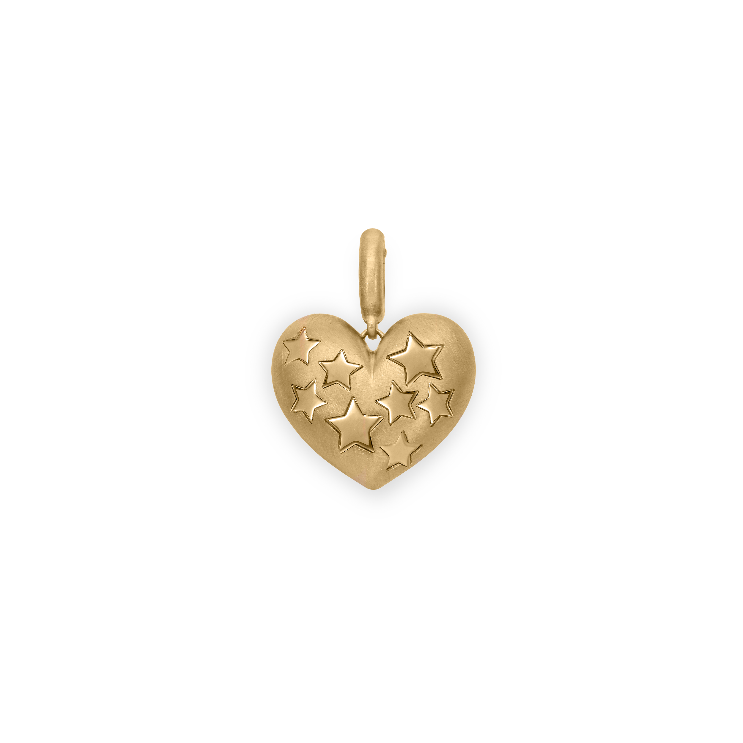 Paulette Brushed Yellow Gold Baby Heart with Yellow Gold Stars Pendant