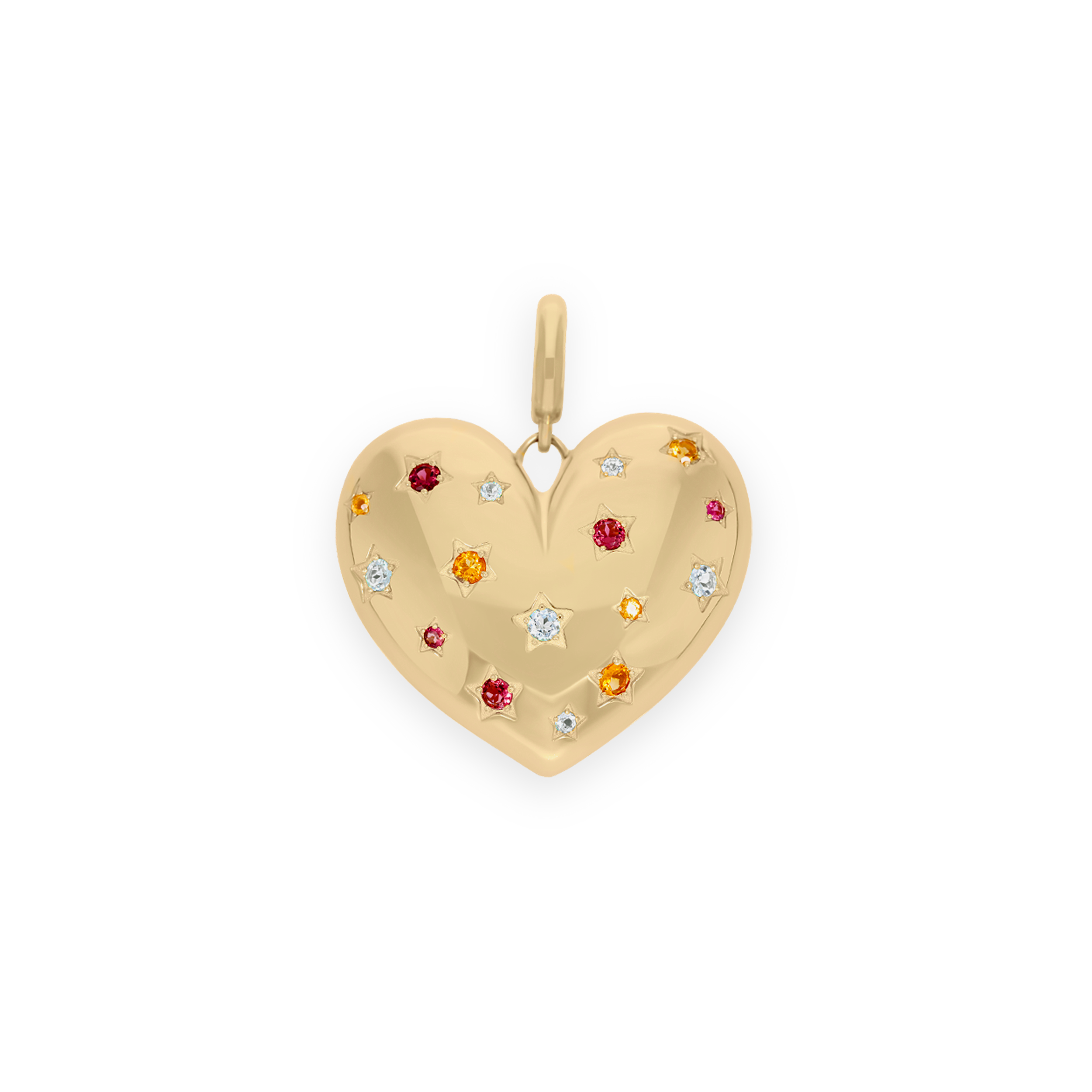 Paulette Yellow Gold and Semi-Precious Stones Heart Pendant
