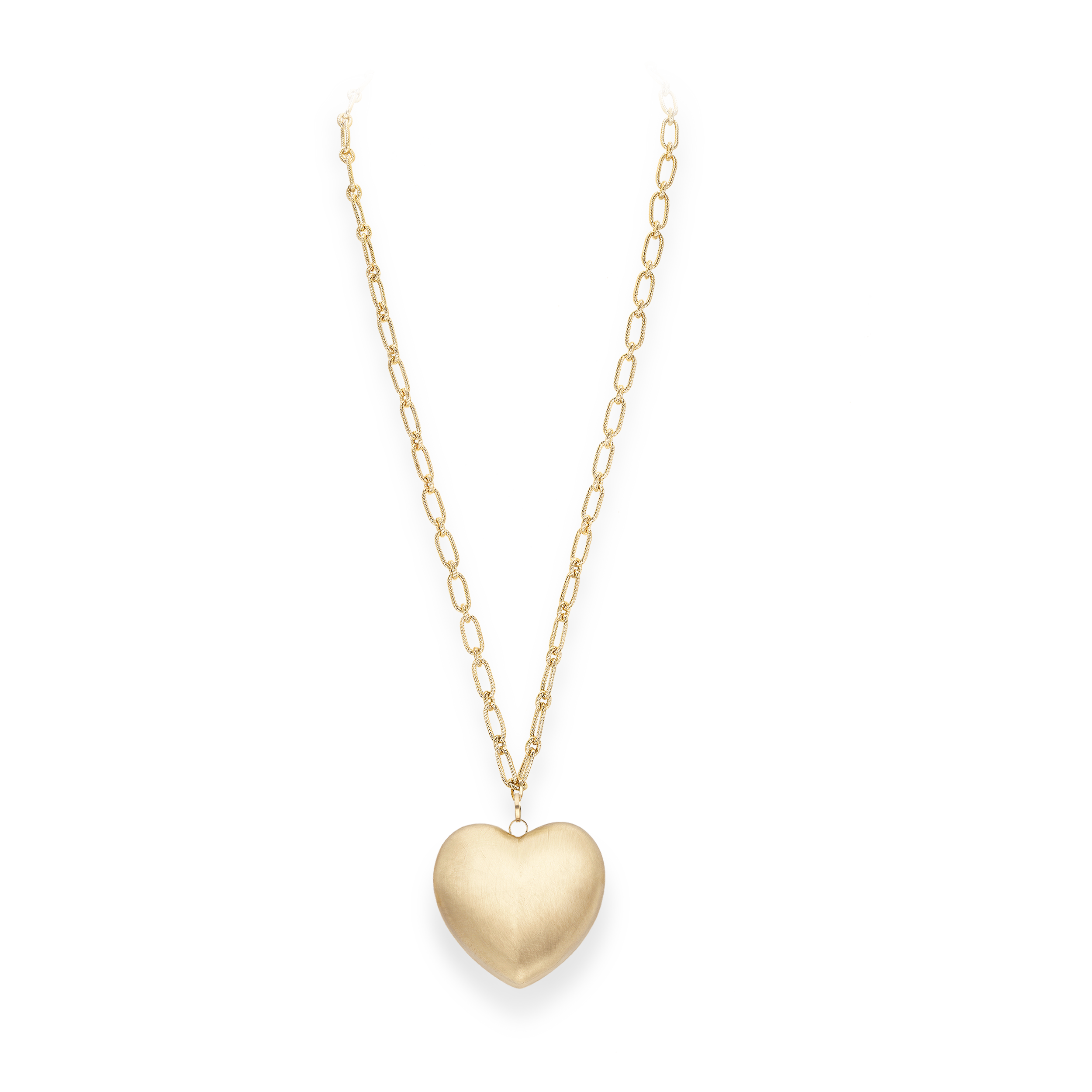 Paulette Brushed Yellow Gold Big Heart on Long Chain Necklace