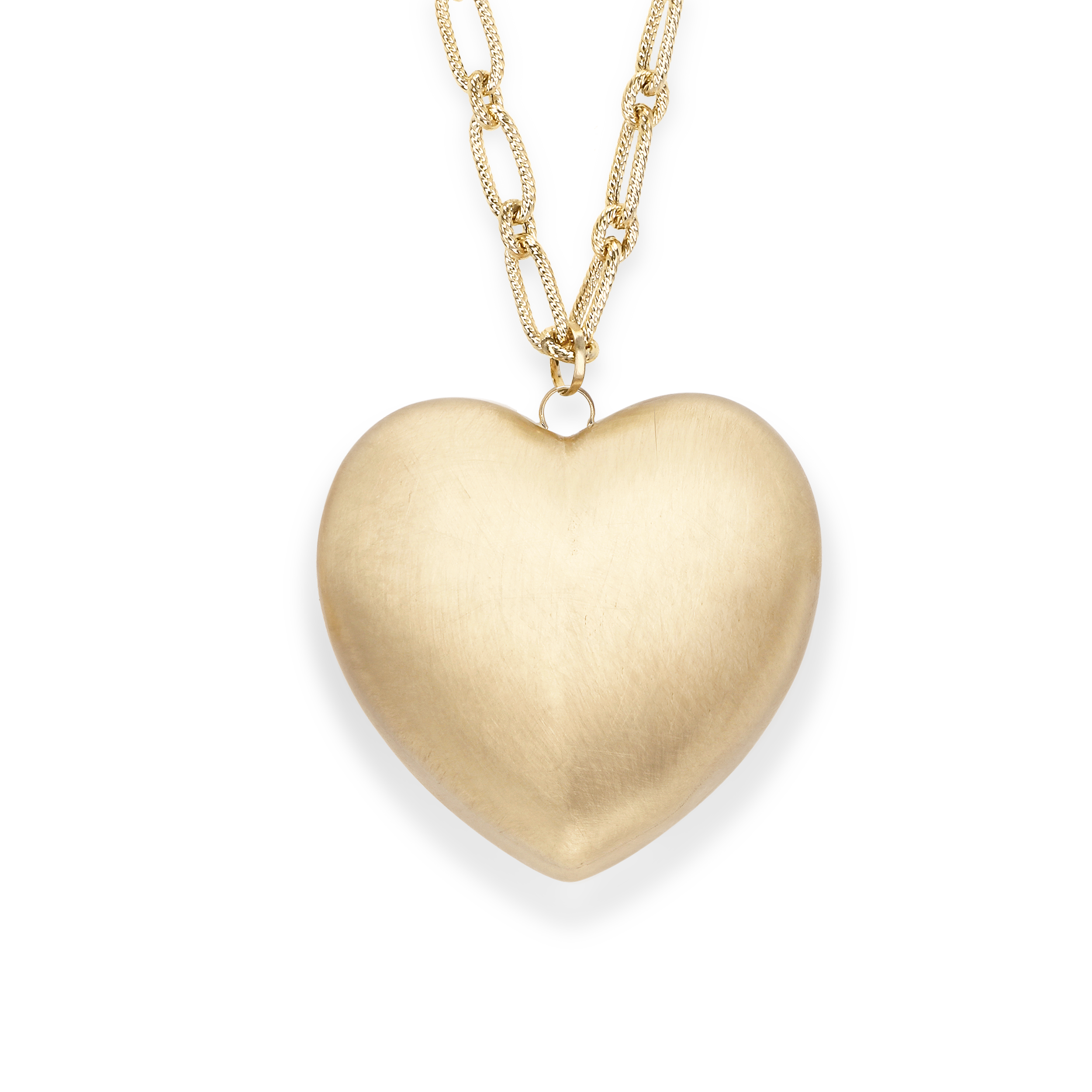Paulette Brushed Yellow Gold Big Heart on Long Chain Necklace