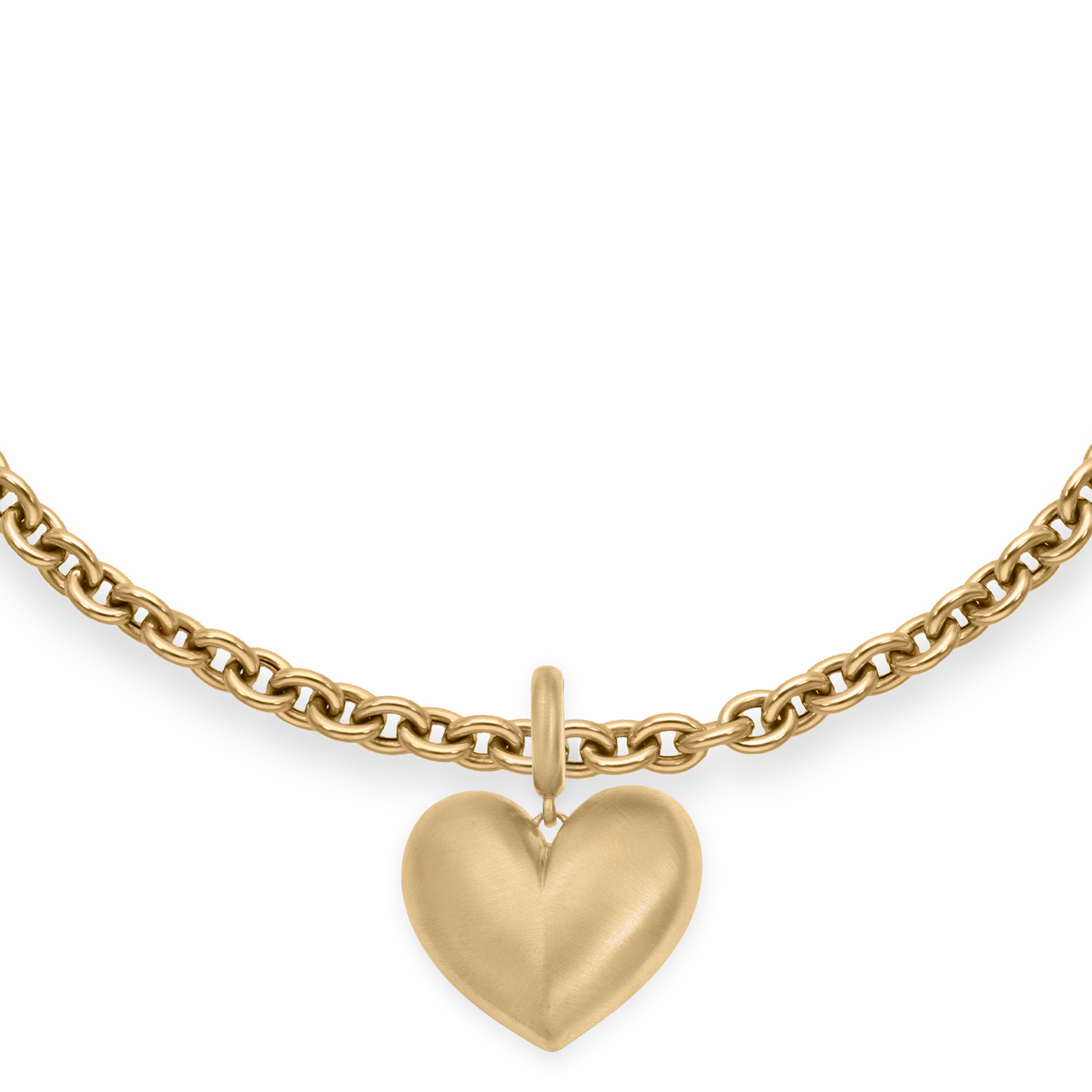 Paulette Brushed Yellow Gold Small Heart Pendant on Necklace
