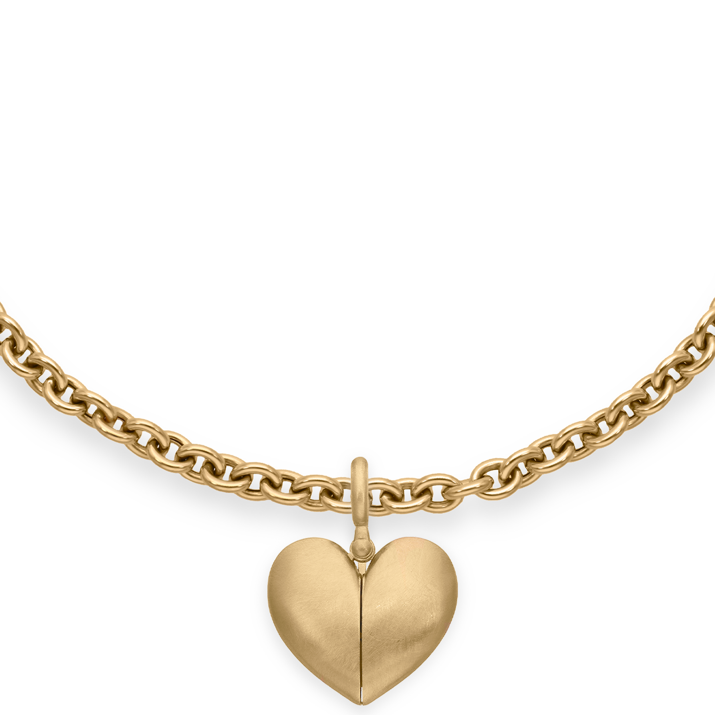 Paulette Brushed Yellow Gold Baby "Open Heart" Pendant on Necklace