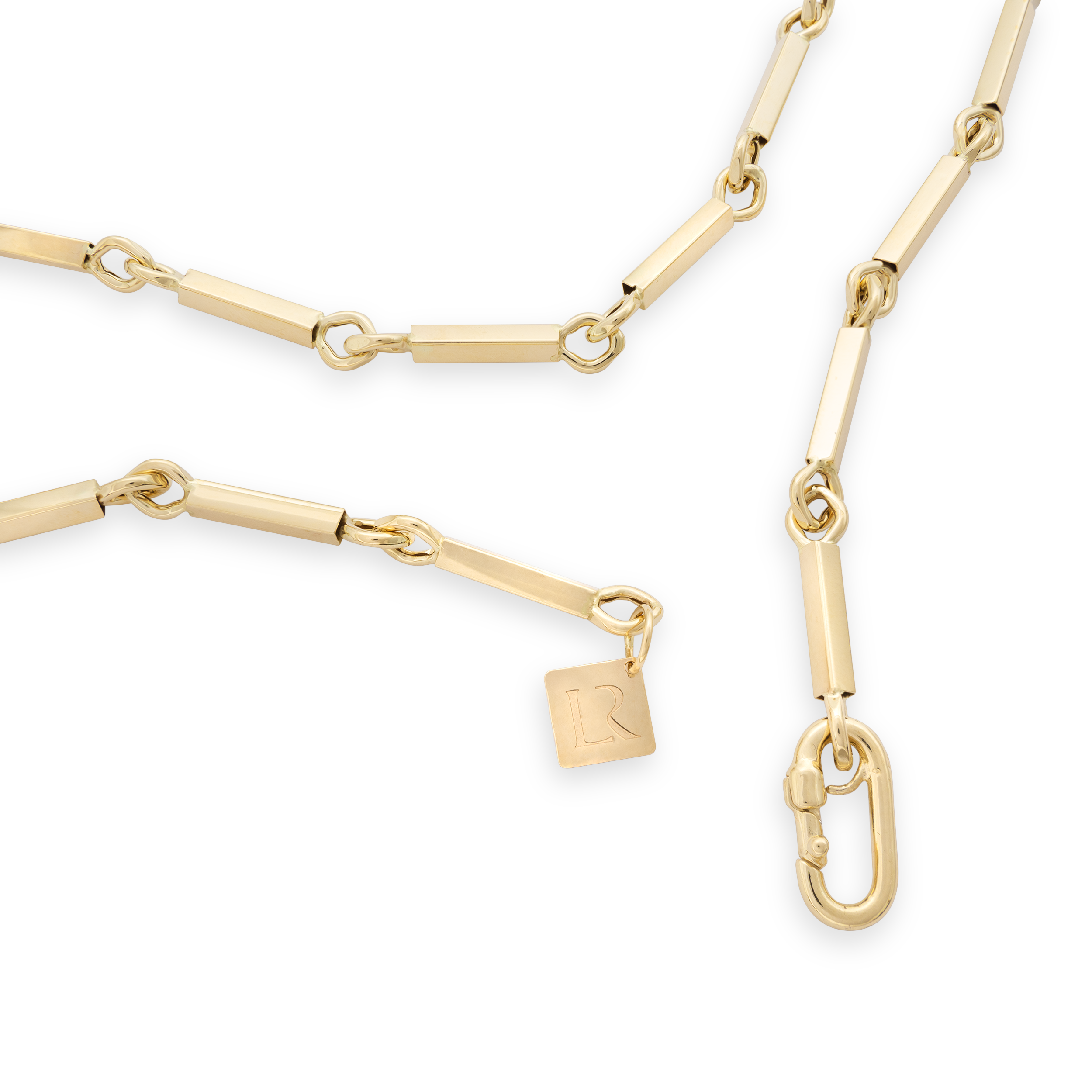 Elliot Yellow Gold Short Chain Necklace with Extra Small Rectangular Links