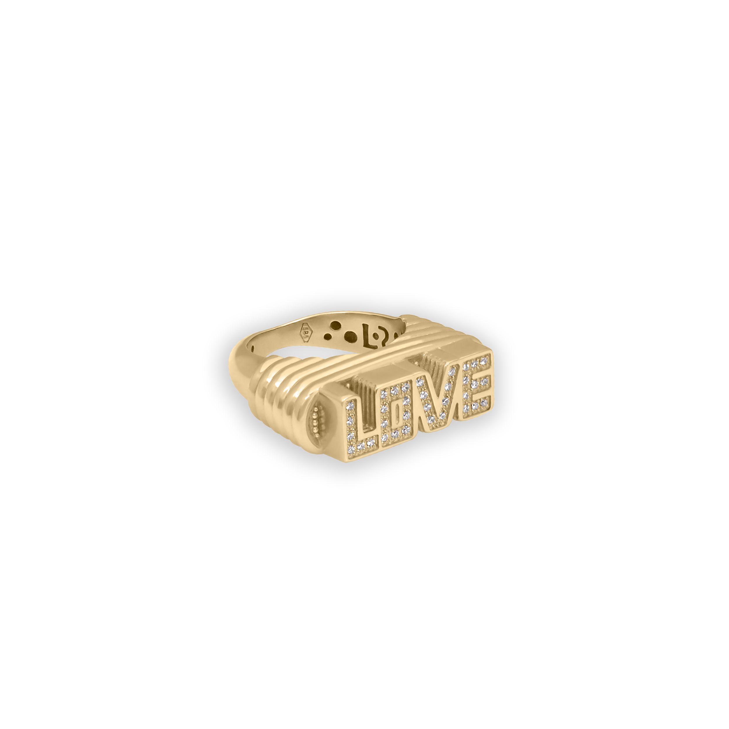 Louise Yellow Gold and White Diamonds Love Ring